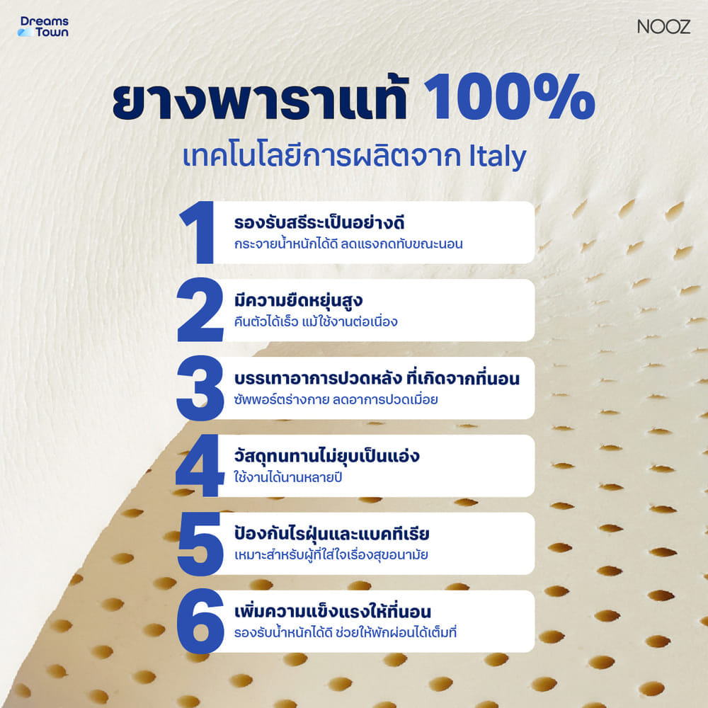 ที่นอนยางพารา 5ฟุต หนา 4 นิ้ว NOOZ SUNNY LITE EVO